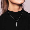 Minimalist Cross Pendant Chain Necklace - Silver