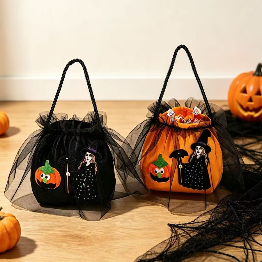 Spooky Witch Drawstring Bucket Treat Bag