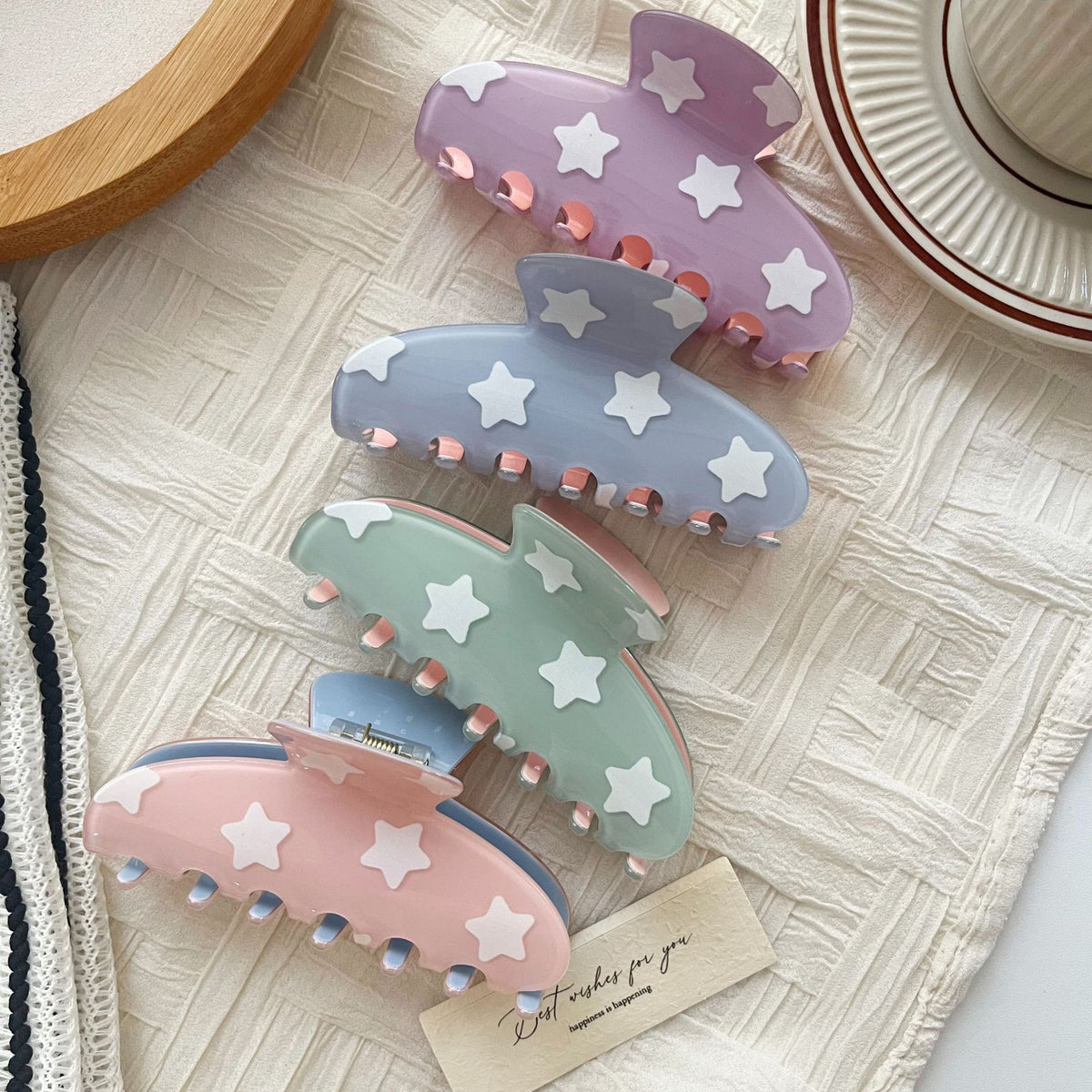 Star Print Large Hair Claw Clip Matte Finish