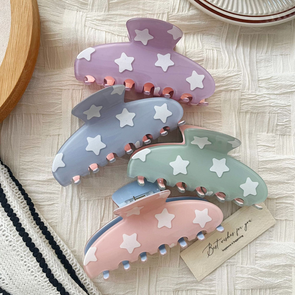 Star Print Large Hair Claw Clip Matte Finish - view 1