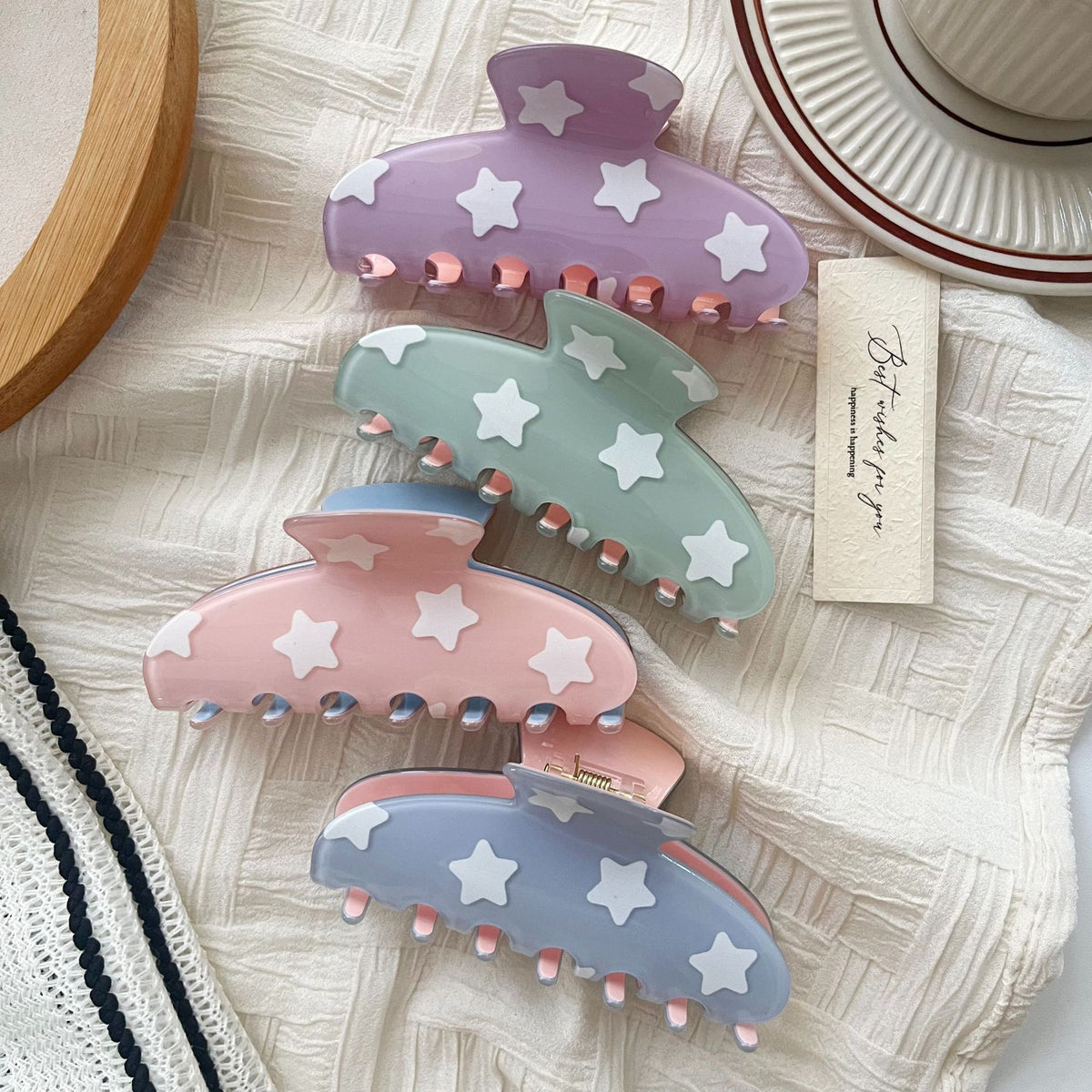 Star Print Large Hair Claw Clip Matte Finish - view 2