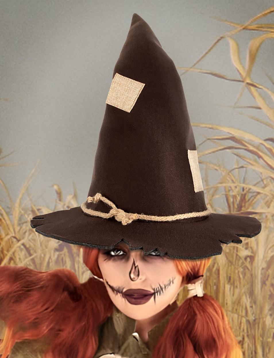 Rustic Patch Felt Halloween Witch Hat - Brown - 5