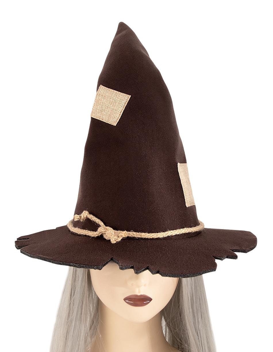 Rustic Patch Felt Halloween Witch Hat - Brown - 6