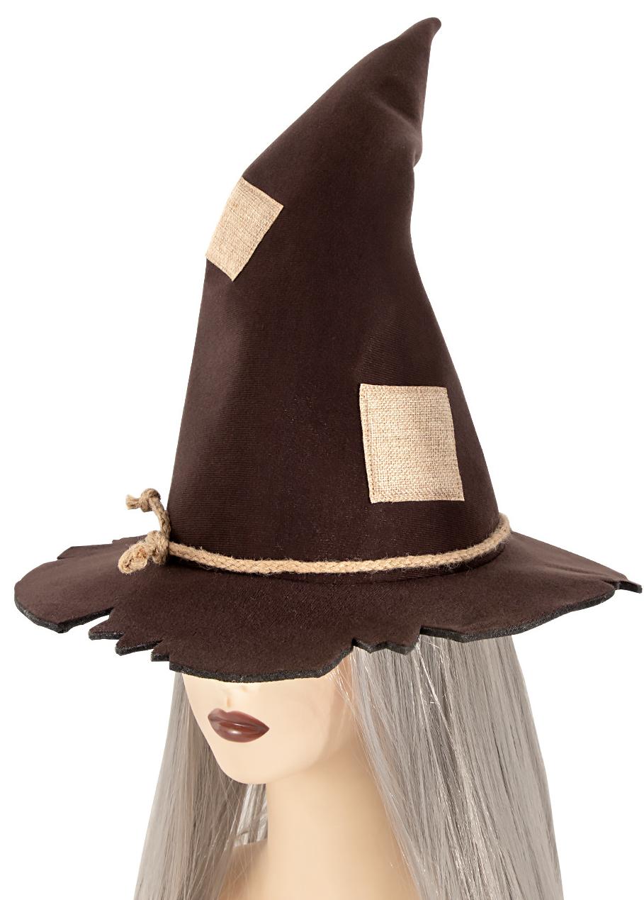 Rustic Patch Felt Halloween Witch Hat - Brown - 7