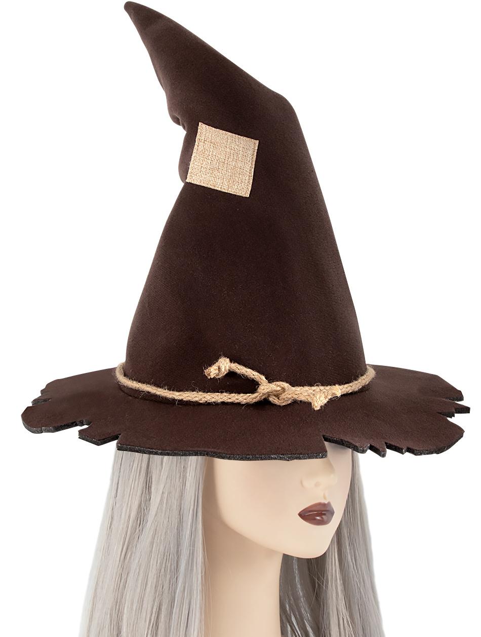 Rustic Patch Felt Halloween Witch Hat - Brown - 8