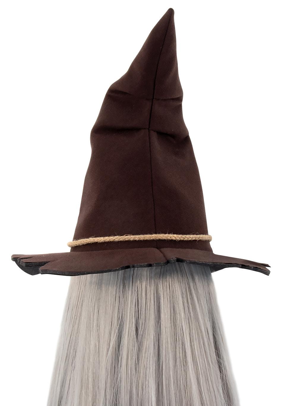 Rustic Patch Felt Halloween Witch Hat - Brown - 9