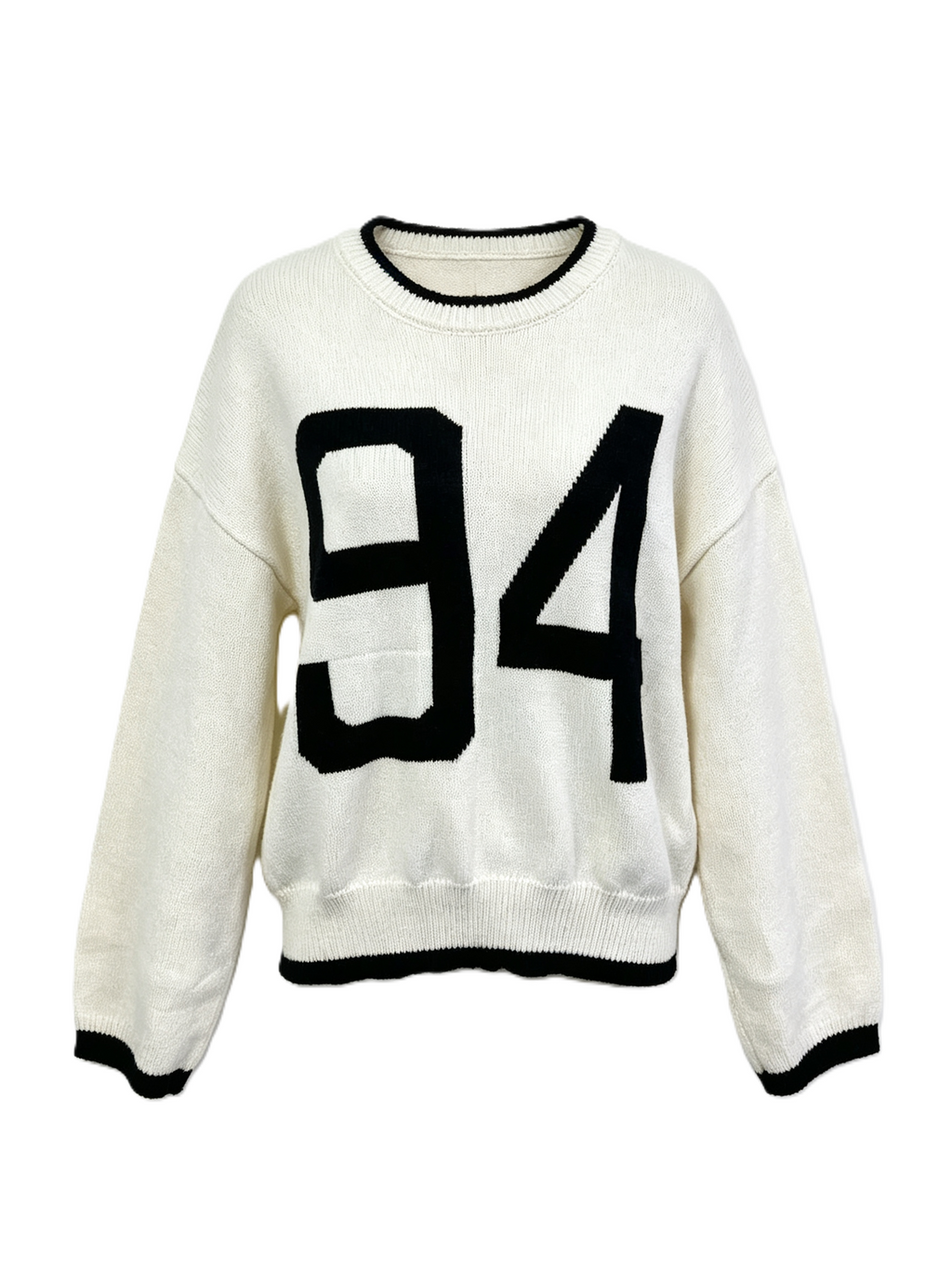 Varsity Number Intarsia Drop Shoulder Sweater - Apricot - 2