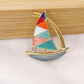 Enamel Colour Block Sailboat Brooch - Sailboat