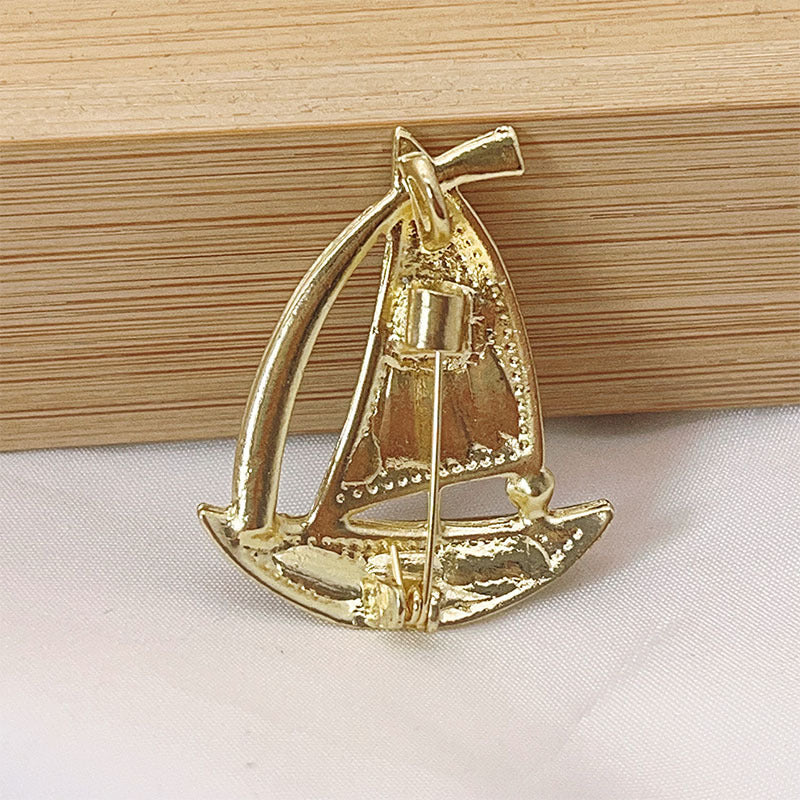 Enamel Colour Block Sailboat Brooch - Sailboat - 3