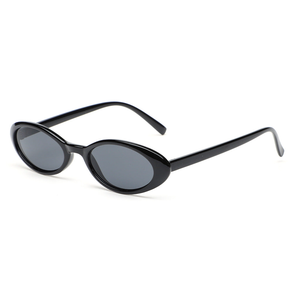Slim Oval Retro Frame Sunglasses - Color_01