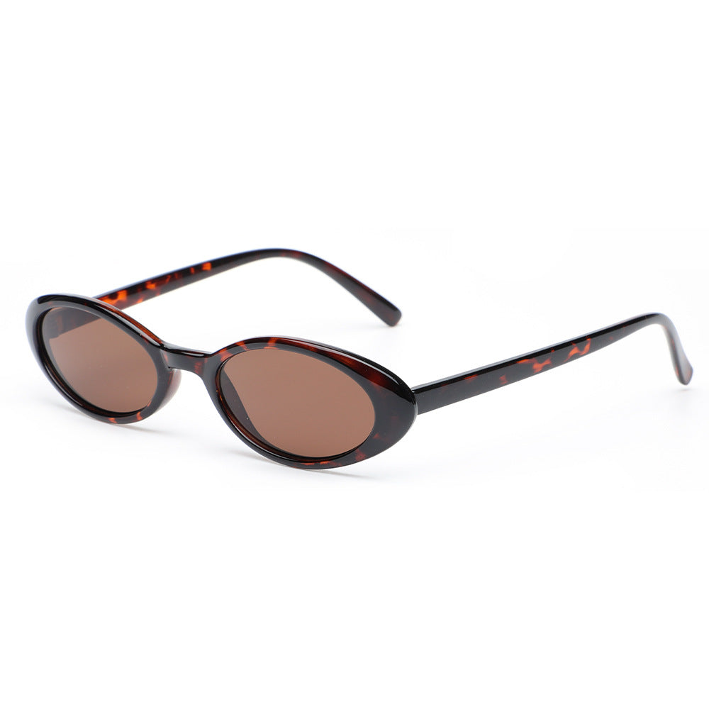Slim Oval Retro Frame Sunglasses - Color_02