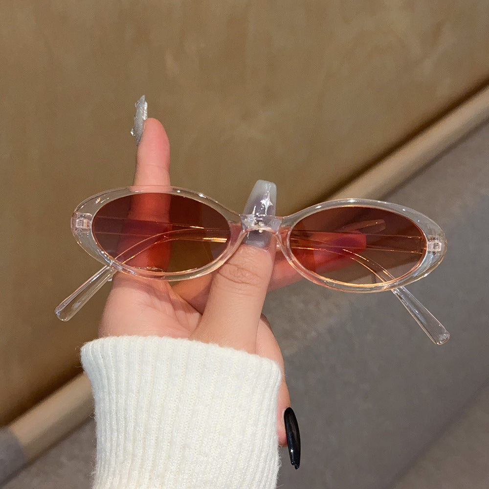 Slim Oval Retro Frame Sunglasses - Color_03