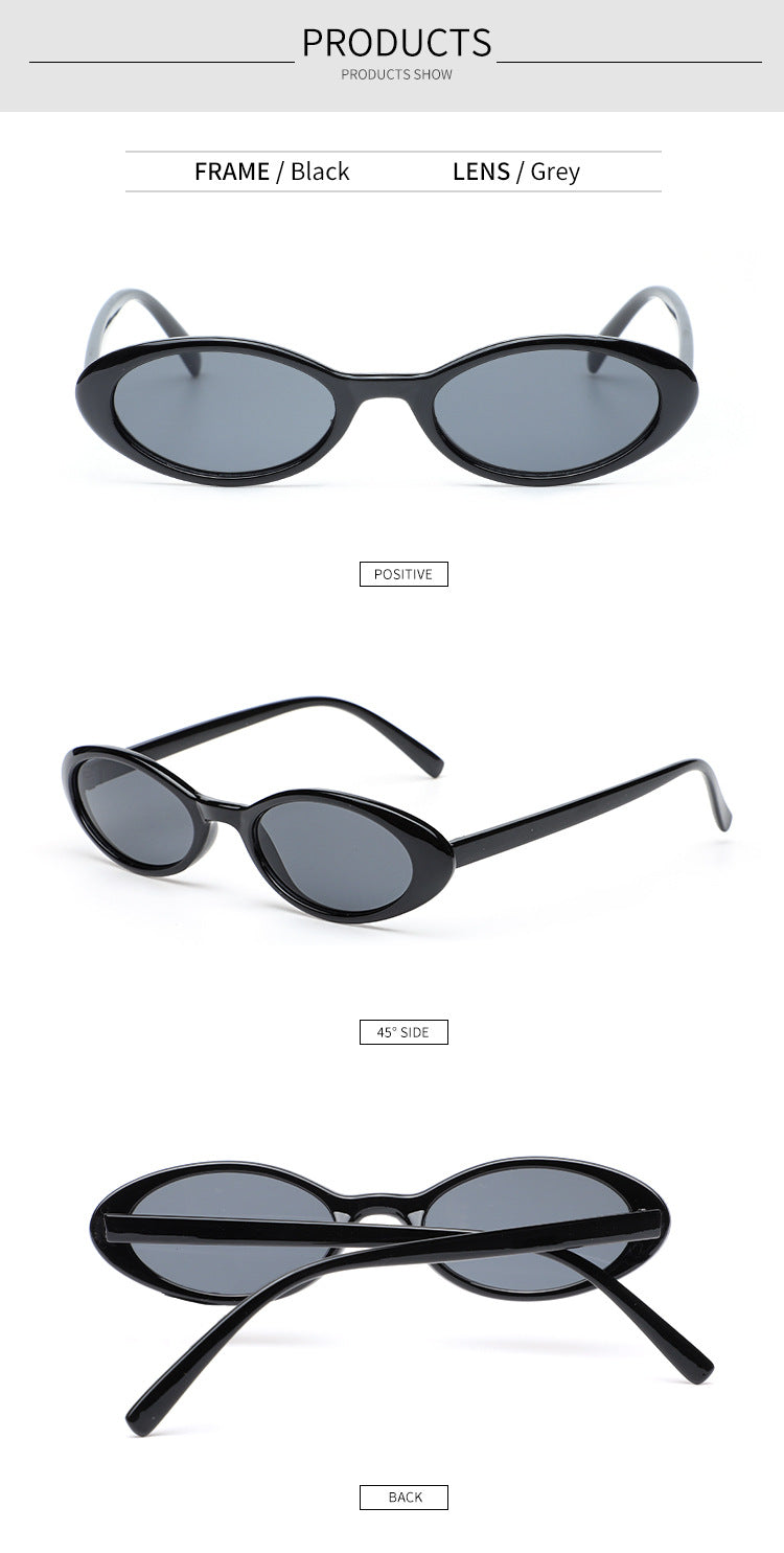 Slim Oval Retro Frame Sunglasses