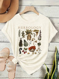 Vintage Mushroom Botanical Graphic T-Shirt - Apricot