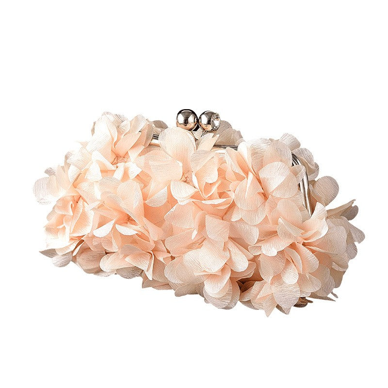 Petal Flower Kiss Lock Evening Clutch - Champagne