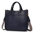 Structured Work Satchel with Striped Guitar Strap - Navy