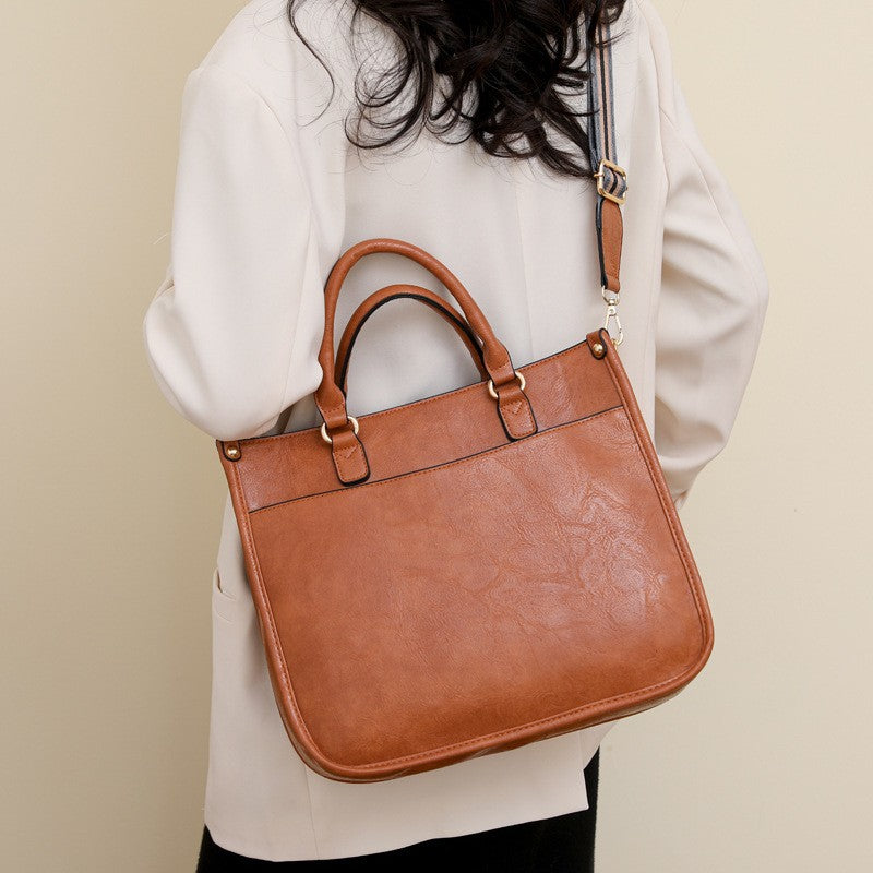 Structured Work Satchel with Striped Guitar Strap