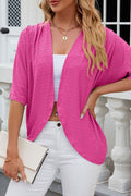 Eyelet Knit Open Front Beach Cover Up - Peach