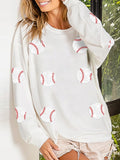 Sequin Baseball Patch Oversized Sweatshirt - White