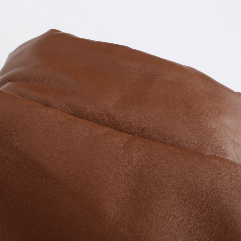 Faux Leather Stand Collar Puffer Jacket - Brown - 12