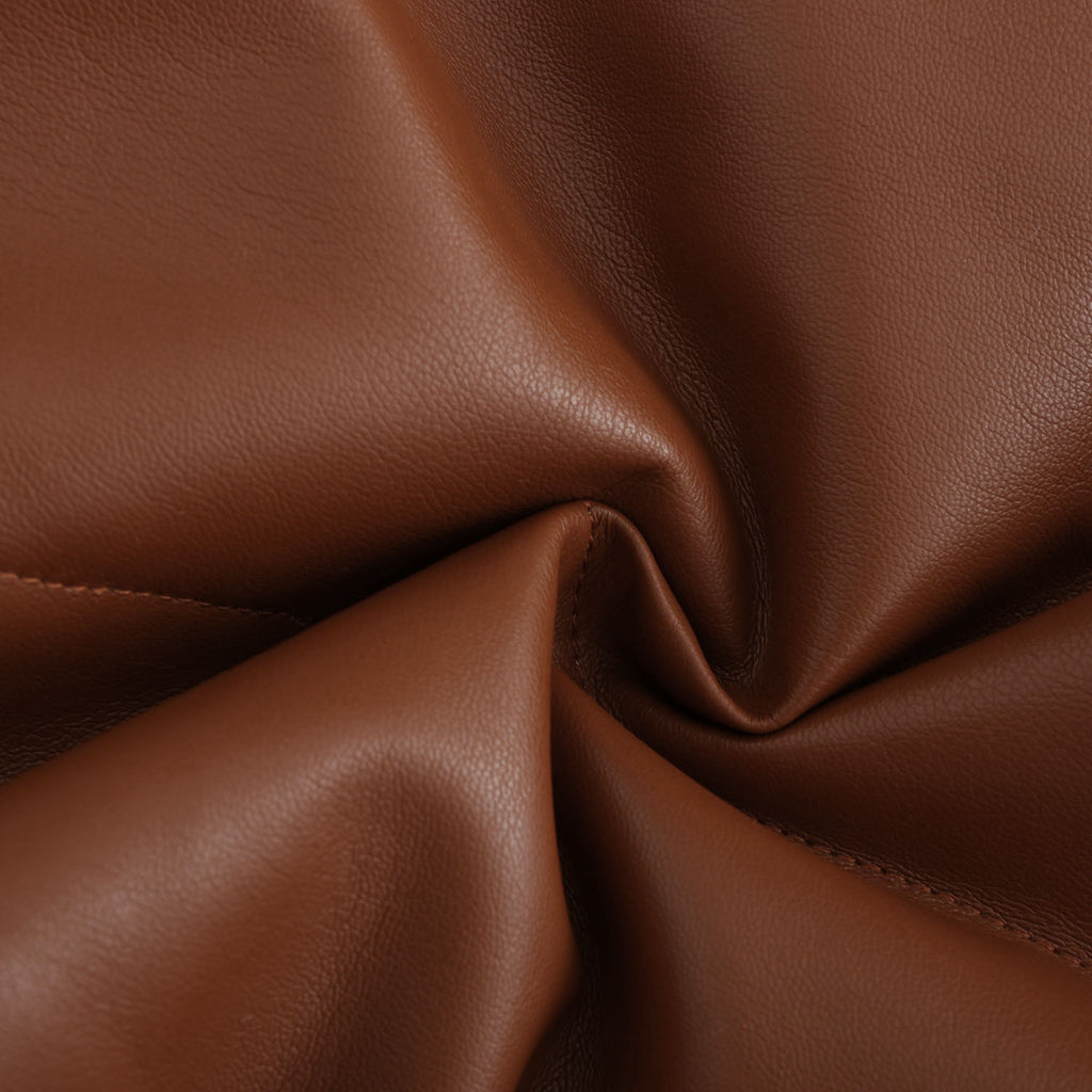 Faux Leather Stand Collar Puffer Jacket - Brown - 13