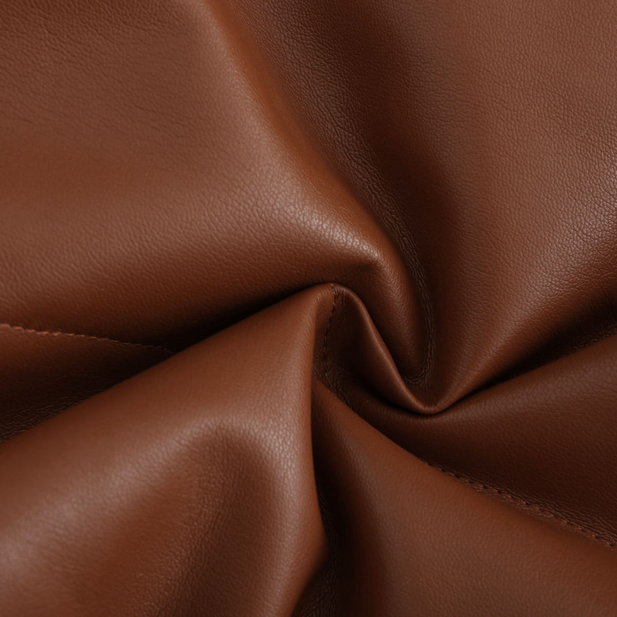 Faux Leather Stand Collar Puffer Jacket - Brown - 13