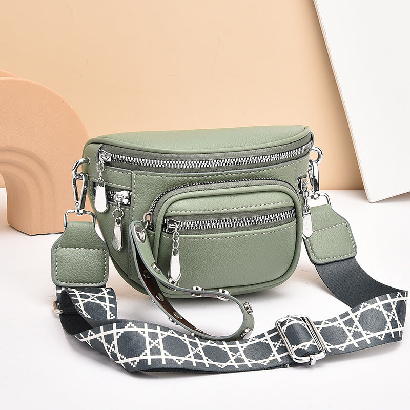 Multi Pocket Zip Sling Crossbody Bag - Green - 1