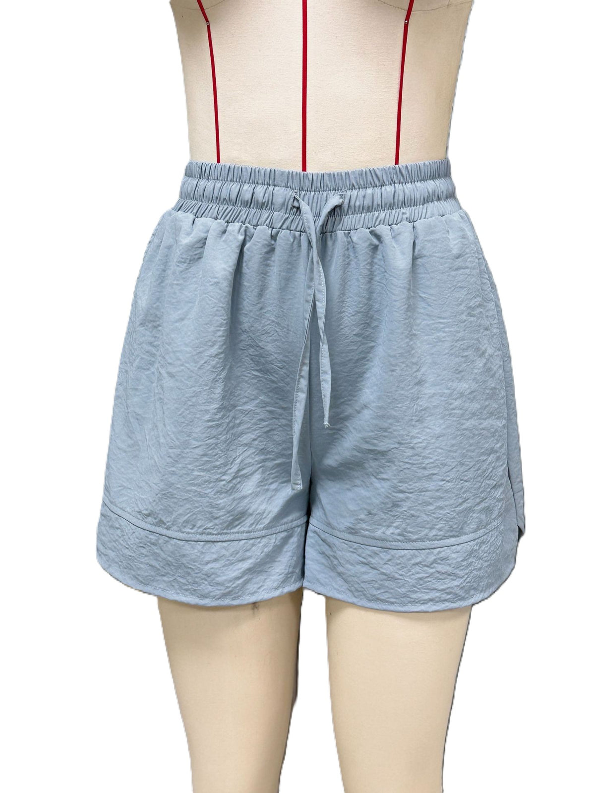 Paperbag Waist Scalloped Hem Casual Shorts - Blue
