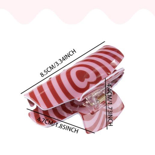 Heart Print Checkered Hair Claw Clip - view 1
