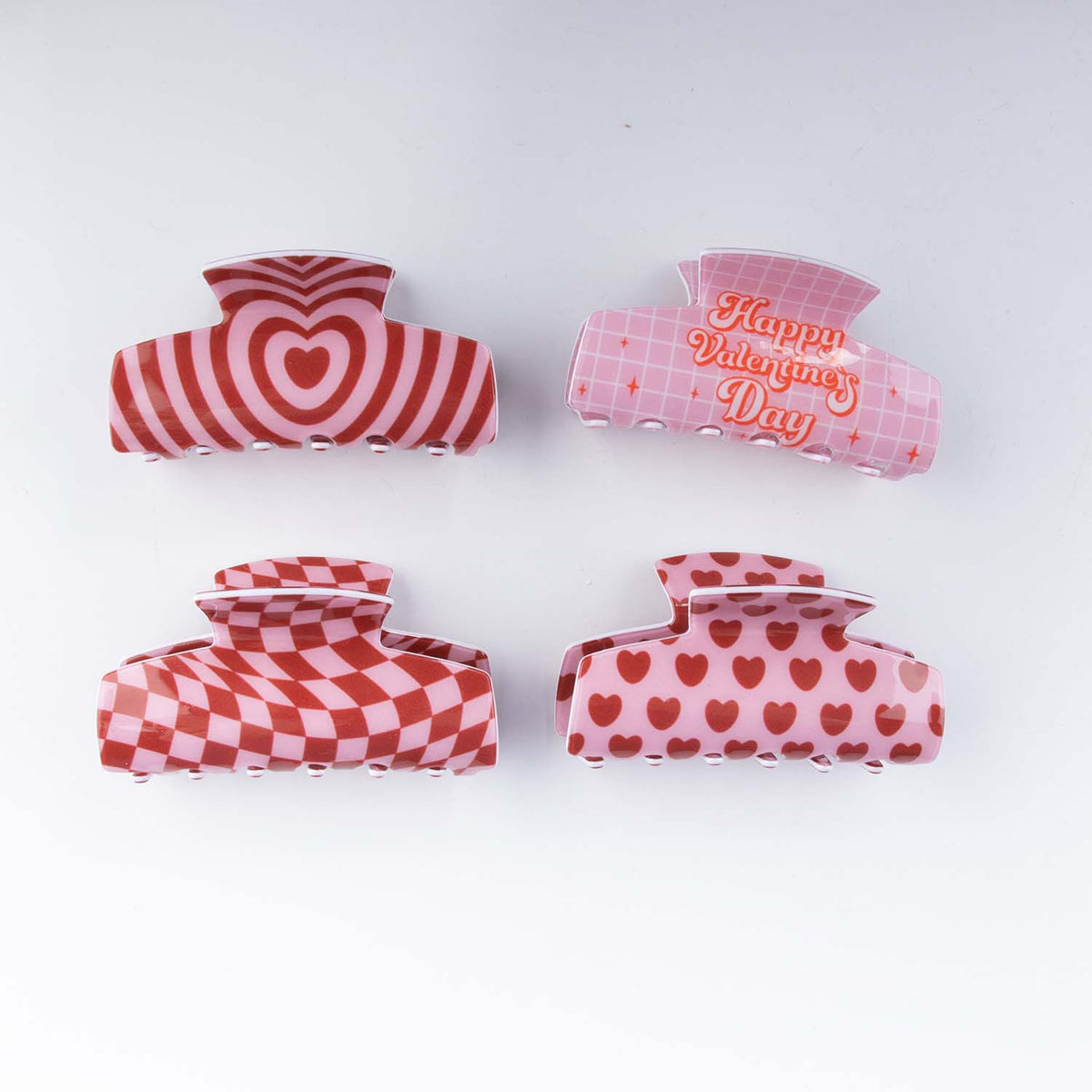 Heart Print Checkered Hair Claw Clip - view 5