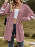 Varsity Stripe Open Front Longline Cardigan - Pink