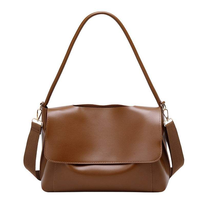 Slouchy Flap Shoulder Bag with Crossbody Strap