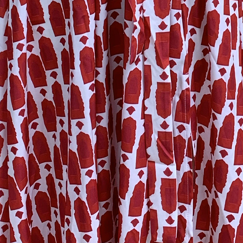 Halter Neck Split Front Printed Maxi Dress - Red - 4