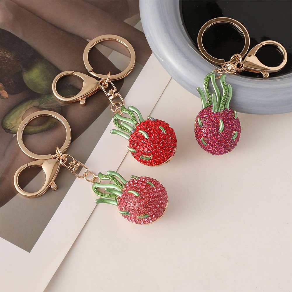 Rhinestone Dragon Fruit Keychain Charm