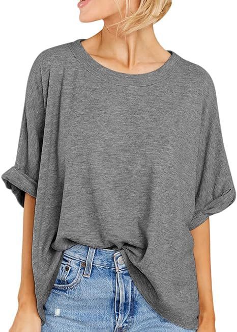 Oversized Drop Shoulder Short Sleeve Top - DarkGray