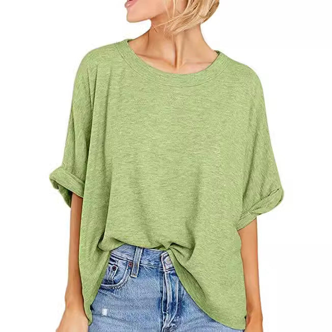 Oversized Drop Shoulder Short Sleeve Top - LightGreen