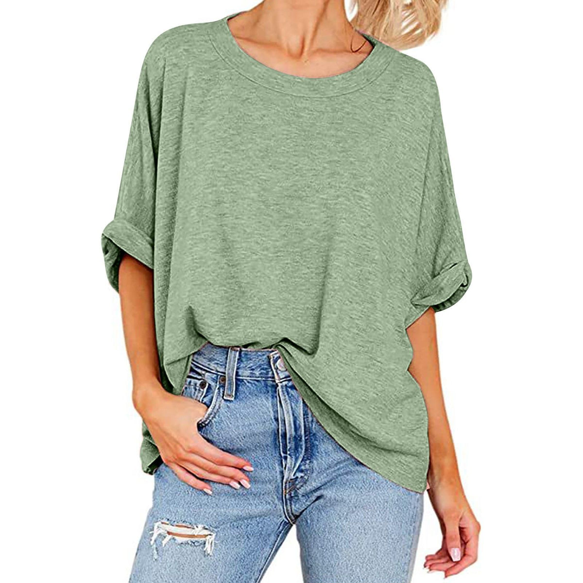 Oversized Drop Shoulder Short Sleeve Top - MintGreen