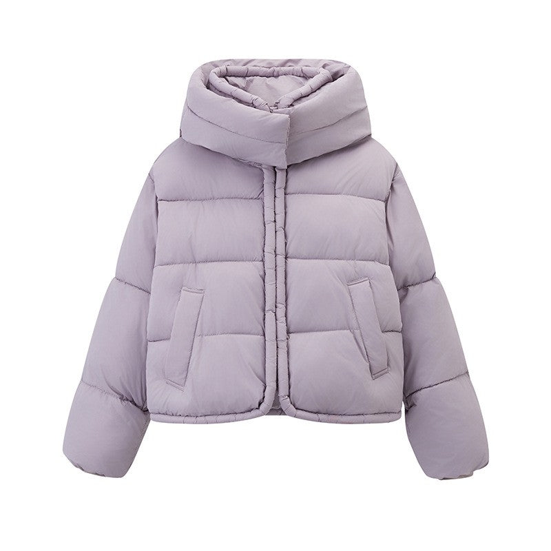Piped Trim Hooded Oversized Cropped Puffer Jacket