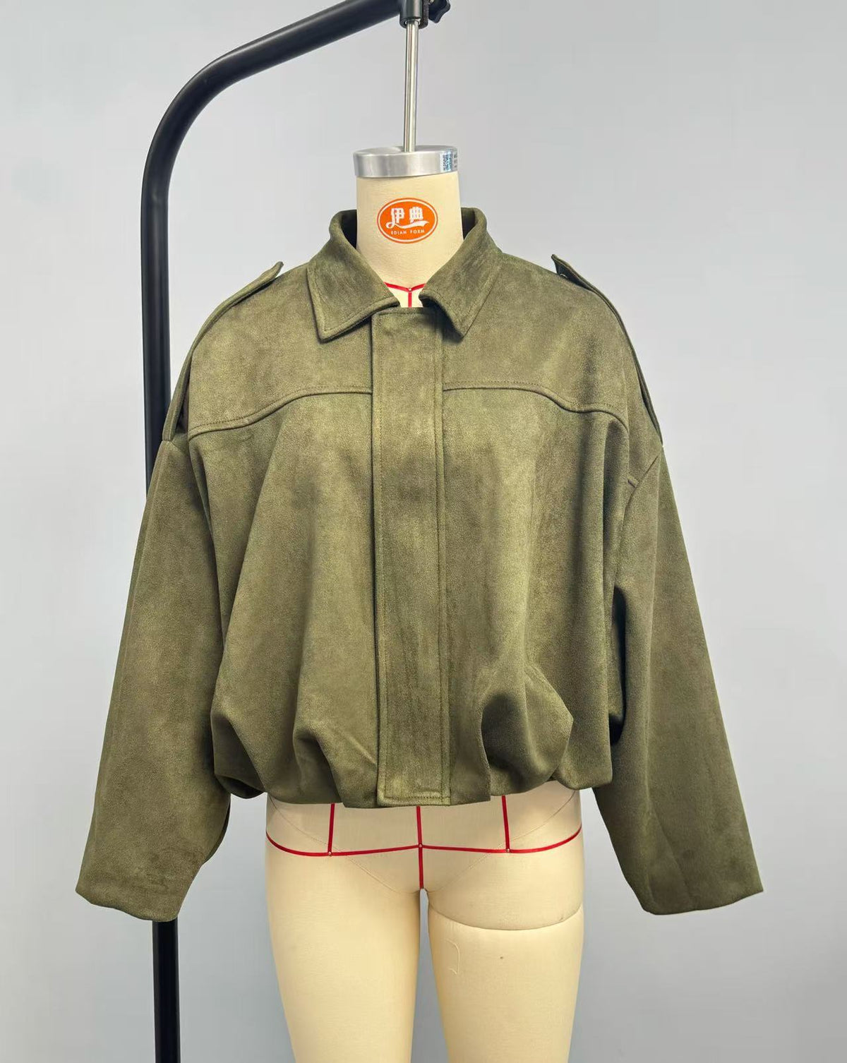 Oversized Faux Suede Bomber Jacket - view 1