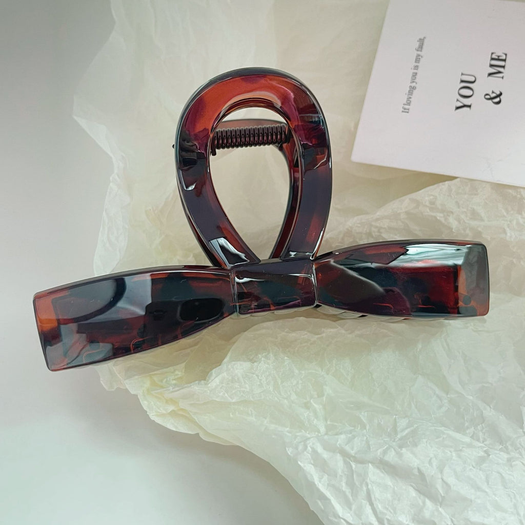 Sleek Ribbon Bow Jaw Hair Clip - GAmber5in