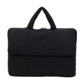 Quilted Puffer Laptop Bag with Top Handles - Black