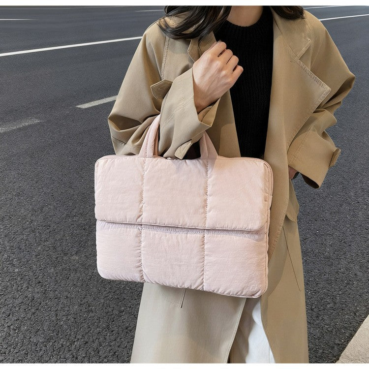 Quilted Puffer Laptop Bag with Top Handles