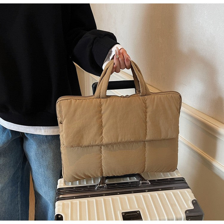 Quilted Puffer Laptop Bag with Top Handles
