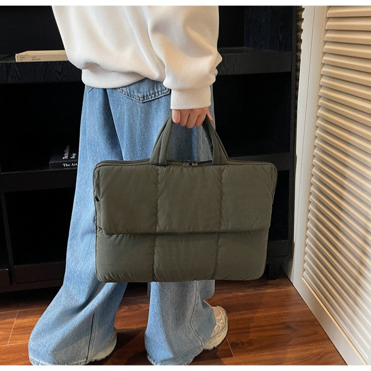 Quilted Puffer Laptop Bag with Top Handles