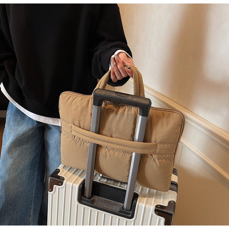 Quilted Puffer Laptop Bag with Top Handles