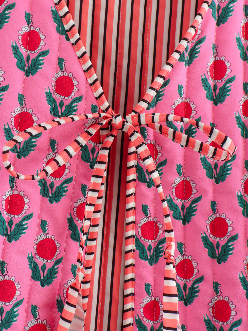 Floral Block Print Quilted Vest - Fuchsia - 11