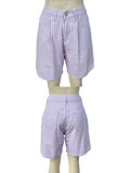 Pinstripe Bermuda Shorts With Five Pocket Styling - Purple