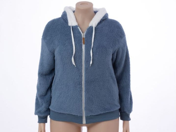 Sherpa Fleece Zip Hooded Winter Jacket