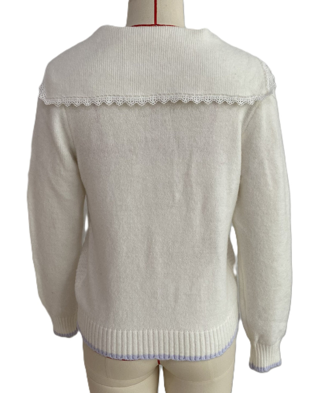 Sailor Collar Cable Knit Cardigan with Scallop Trim - view 1