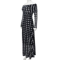 Polka Dot Mesh Off Shoulder Maxi Dress - Black